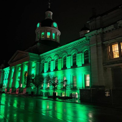 Green Shirt Day - City Hall Lit Up Green 