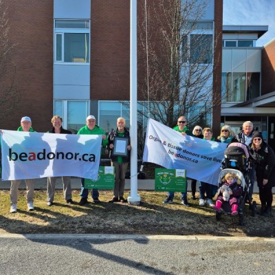 Napanee BeADonor Flag Raising and #GreenShirtDay Event